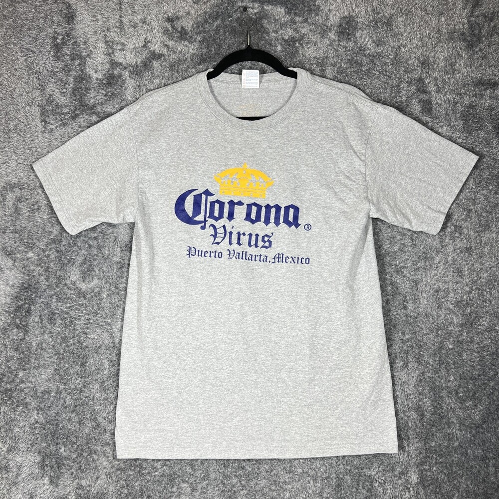 YAZBEK Shirt Mens M Gray Corona Virus Puerto Vallarta Graphic Heavyweight